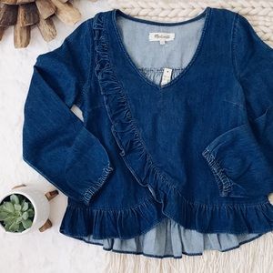Madewell Denim Ruffle Top